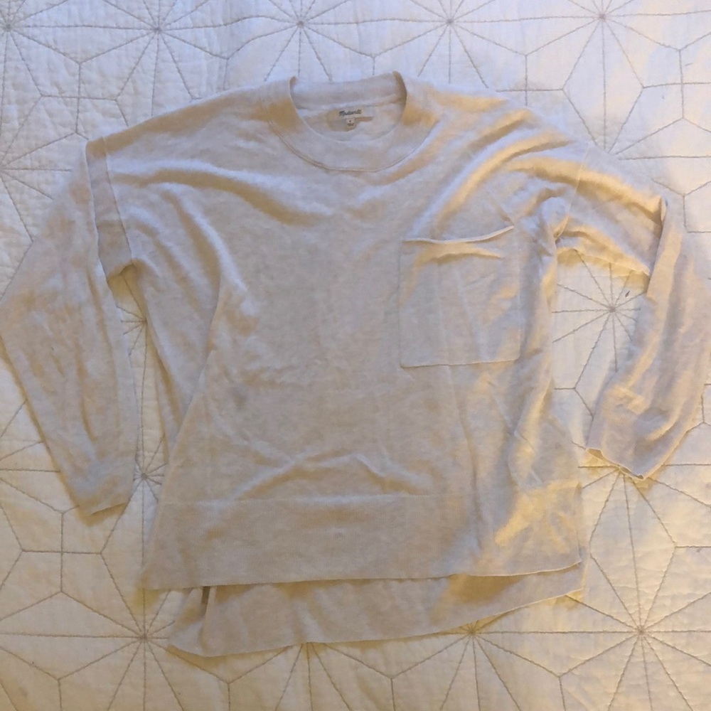 Madewell Lightweight Cream Pocket Sweater